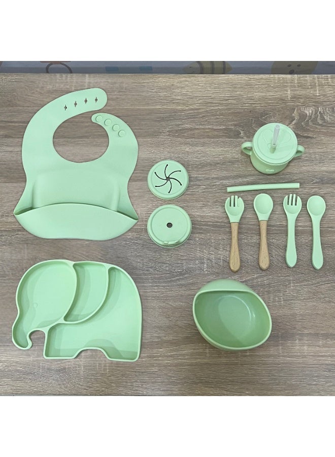 شيكو 🐘 مجموعة إطعام وتدريب الطفل على الأكل الذاتي من السيليكون الفاخر - طبق الفيل المقسَّم ووعاء شفط مضاد للانسكاب - Image 2