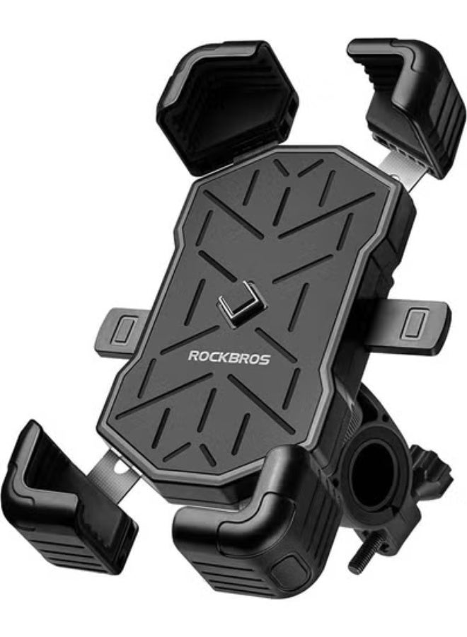 روكبروز حامل هاتف للدراجات النارية من ROCKBROS، مناسب للهواتف مقاس 4.5 بوصة إلى 7.1 بوصة، مشبك تثبيت سريع الفك على مقود الدراجة النارية، حامل هاتف للدراجات النارية قابل للدوران 360 درجة - Image 1