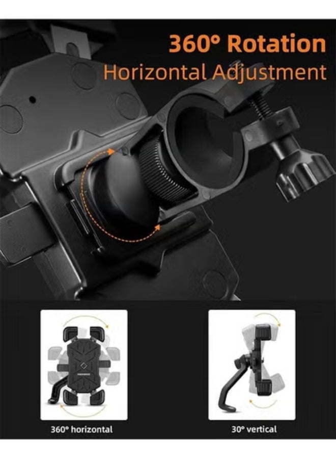 روكبروز حامل هاتف للدراجات النارية من ROCKBROS، مناسب للهواتف مقاس 4.5 بوصة إلى 7.1 بوصة، مشبك تثبيت سريع الفك على مقود الدراجة النارية، حامل هاتف للدراجات النارية قابل للدوران 360 درجة - Image 2