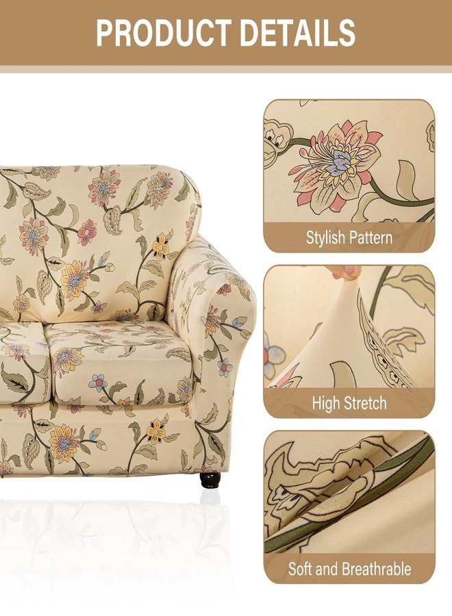 Lamberia Printed Sofa Cover for 3 Cushion Couch High Stretch Sofa Slipcovers 4 Piece Sofa Slipcover with Three Separate Cushion Covers Elastic Bottom Floral Pattern (Blooming Flower, Sofa) - Image 3
