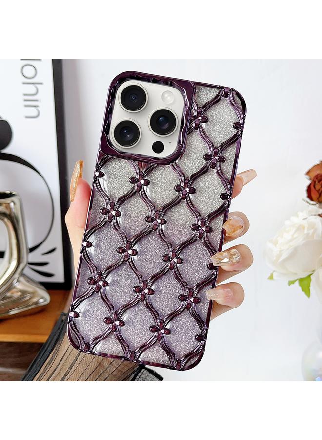 اس-توب جراب لهاتف iPhone 15 Pro Max مصنوع من مادة TPU المطلية بالكهرباء على شكل زهرة نجمية مع ورق لامع متدرج - Image 1