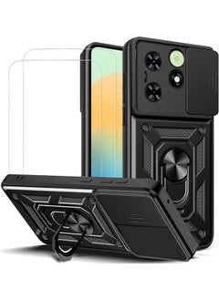 Case For Tecno Spark Go 2024 Tecno Spark 20 Tecno Spark 20C Tecno Pop 8 Kickstand Case Cover Plus Tecno Spark Go 2024 Tecno Spark 20 Tecno Spark 20C Tecno Pop 8 Screen Protector 2 Pieces Black