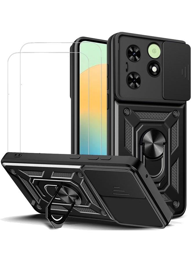 erorex - Case For Tecno Spark Go 2024 Tecno Spark 20 Tecno Spark 20C Tecno Pop 8 Kickstand Case Cover Plus Tecno Spark Go 2024 Tecno Spark 20 Tecno Spark 20C Tecno Pop 8 Screen Protector 2 Pieces Black - Image 1