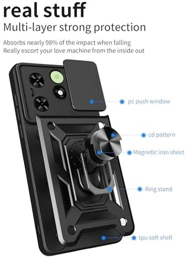 erorex - Case For Tecno Spark Go 2024 Tecno Spark 20 Tecno Spark 20C Tecno Pop 8 Kickstand Case Cover Plus Tecno Spark Go 2024 Tecno Spark 20 Tecno Spark 20C Tecno Pop 8 Screen Protector 2 Pieces Black - Image 1