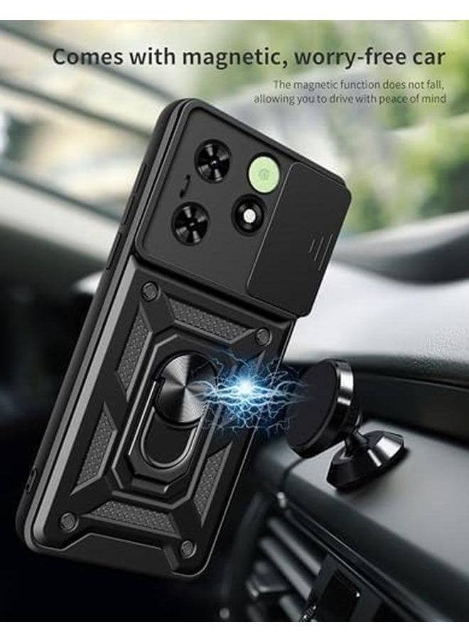 erorex - Case For Tecno Spark Go 2024 Tecno Spark 20 Tecno Spark 20C Tecno Pop 8 Kickstand Case Cover Plus Tecno Spark Go 2024 Tecno Spark 20 Tecno Spark 20C Tecno Pop 8 Screen Protector 2 Pieces Black - Image 1