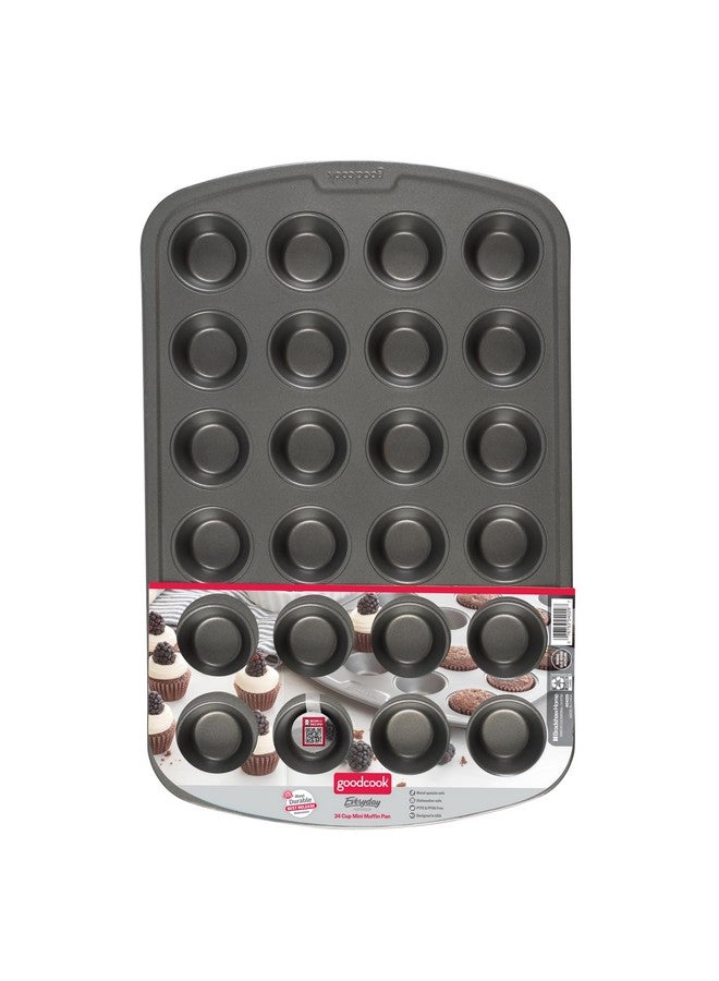 GoodCook Everyday Non-Stick Steel 24 Cup Mini Muffin Pan - Heavy Duty Small Muffin Pan, Bakeware Cupcake Pan, Delicious Baked Goods Muffin Tin Tray, Dishwasher Safe - Image 1