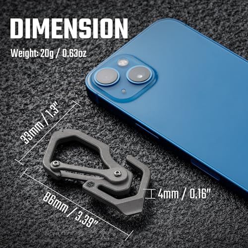 KeyUnity Titanium Carabiner Keychain Tool, 3 Functions in 1 Multitool for Everyday Carry (KU05) - Image 2