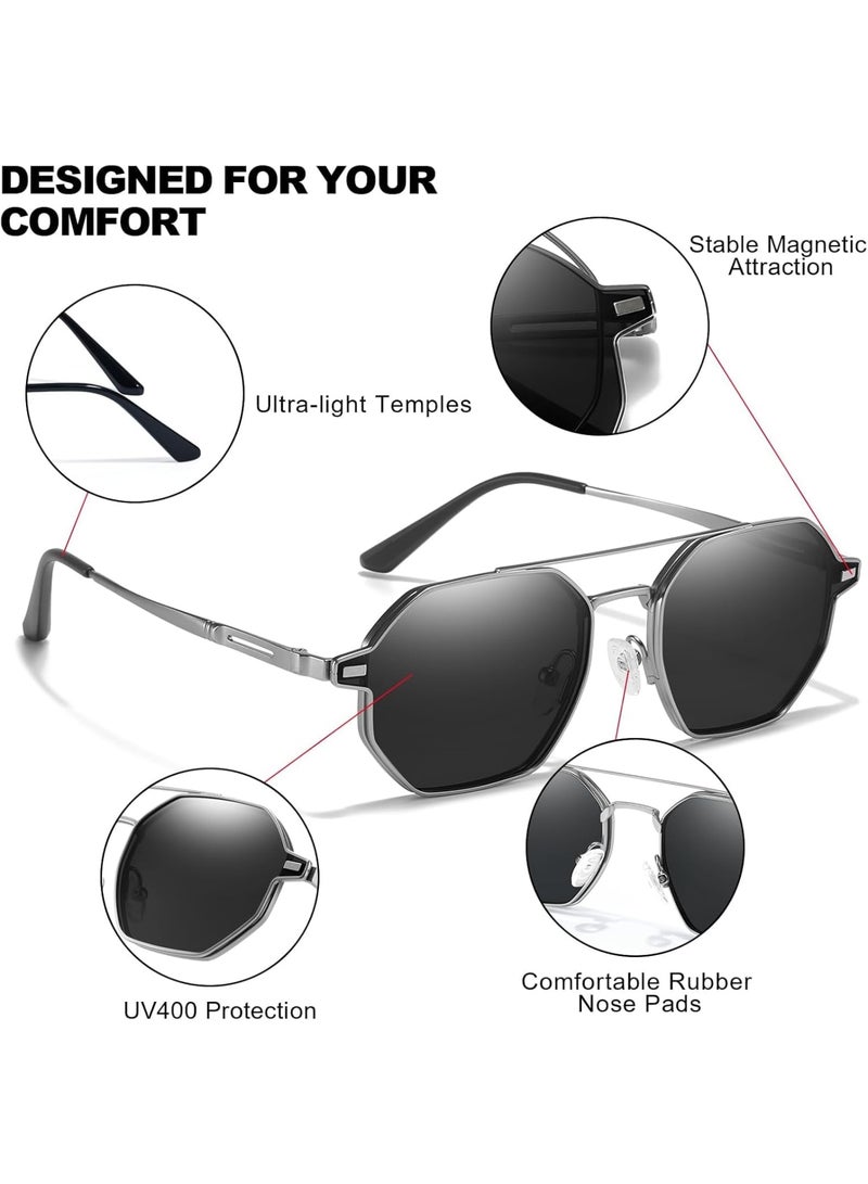KASTWAVE Polarized Sunglasses Men, Magnetic Clip on Sunglasses, Blue Light Glasses, Polarized Clip On Sunglasses, for for Men Women, Small to Medium Face  - Image 3