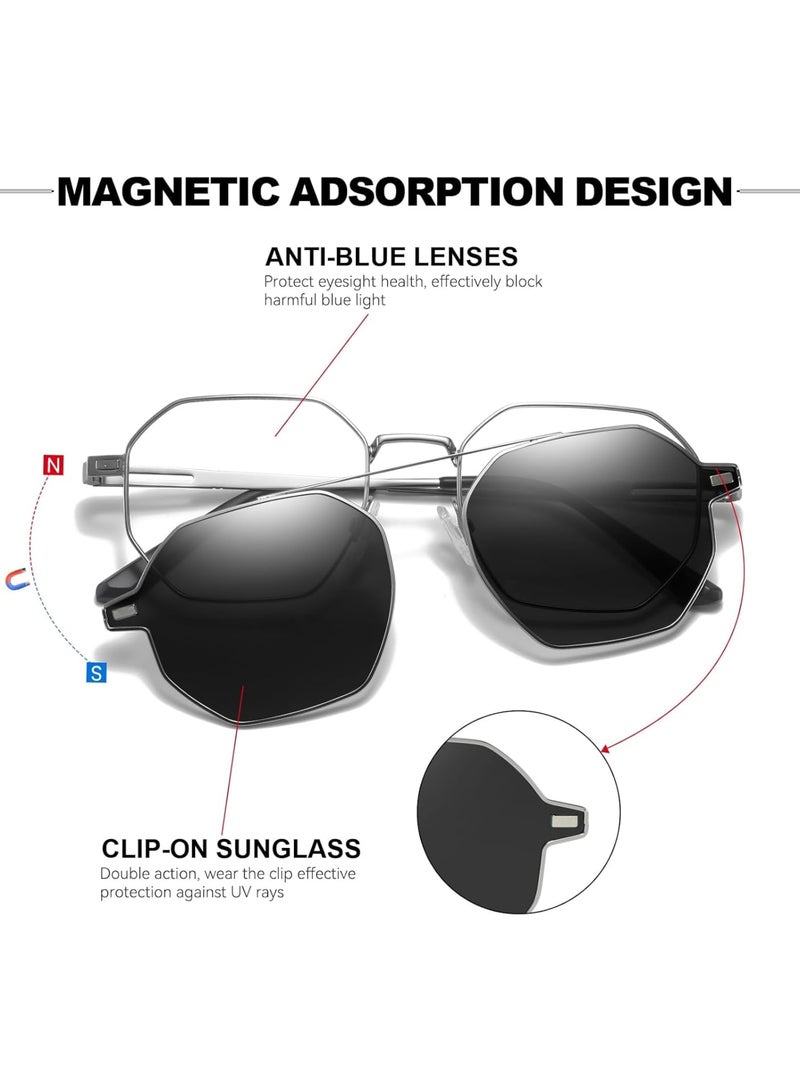 KASTWAVE Polarized Sunglasses Men, Magnetic Clip on Sunglasses, Blue Light Glasses, Polarized Clip On Sunglasses, for for Men Women, Small to Medium Face  - Image 2