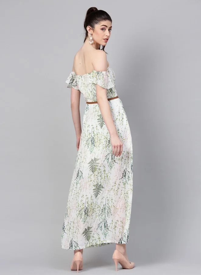 SASSAFRAS Floral Printed Maxi Dress for Women