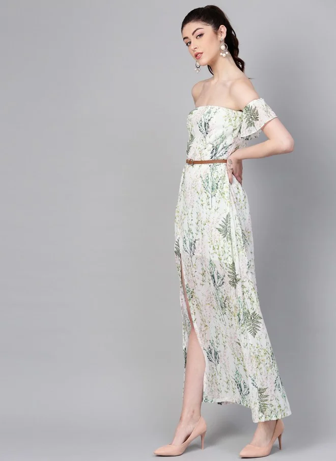 SASSAFRAS Floral Printed Maxi Dress for Women