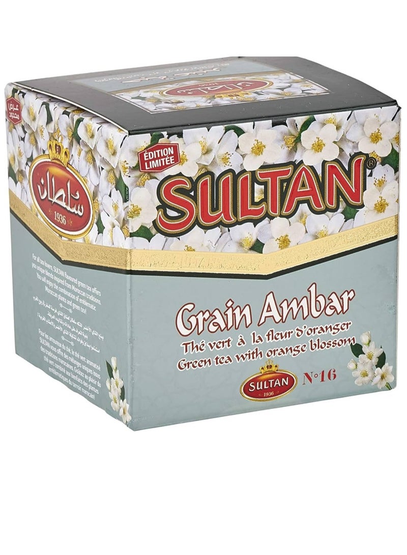 SULTAN TEA MORROCAN AMBAR WITH ORANGE BLOSSOM GREEN TEA 150GM  - Image 1