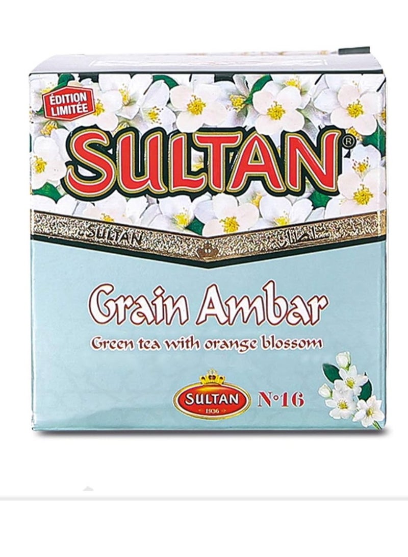SULTAN TEA MORROCAN AMBAR WITH ORANGE BLOSSOM GREEN TEA 150GM  - Image 2