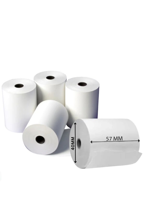 شارك لفات ورق الإيصالات الحرارية من Shark، 65 جرامًا للمتر المربع - عالية الجودة - 57 مم × 40 مترًا - لأجهزة تسجيل المدفوعات النقدية وأجهزة PDQ - Image 2