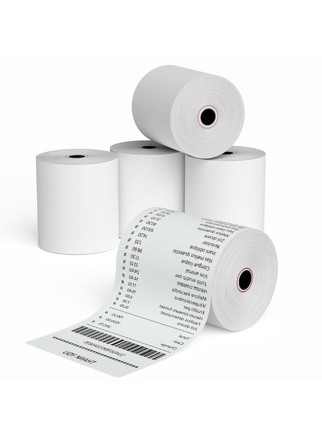 شارك لفات ورق الإيصالات الحرارية من Shark، 65 جرامًا للمتر المربع - عالية الجودة - 57 مم × 40 مترًا - لأجهزة تسجيل المدفوعات النقدية وأجهزة PDQ - Image 1