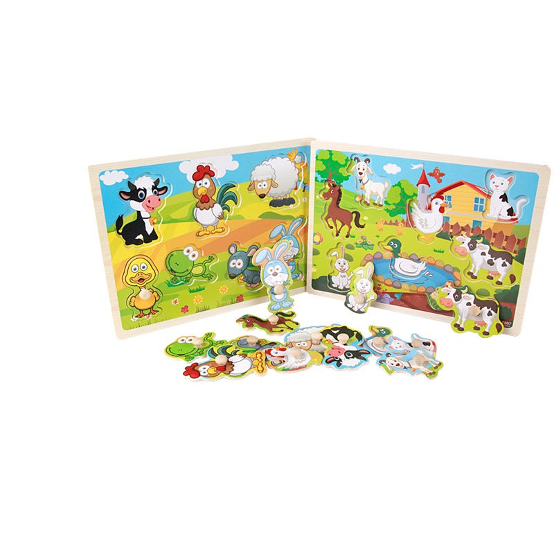 Wooden Nail Baby Ranch Animal Hand-Held Puzzle Early Education Children'S Educational Wooden Three-Dimensional Puzzle Puzzle Toy - Image 3