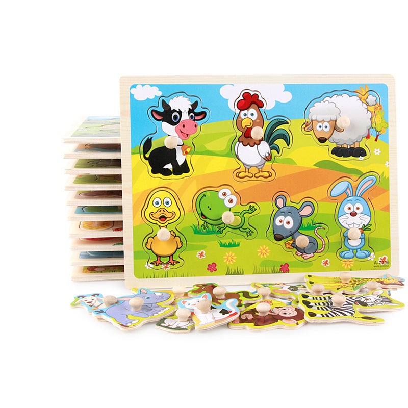 Wooden Nail Baby Ranch Animal Hand-Held Puzzle Early Education Children'S Educational Wooden Three-Dimensional Puzzle Puzzle Toy - Image 2