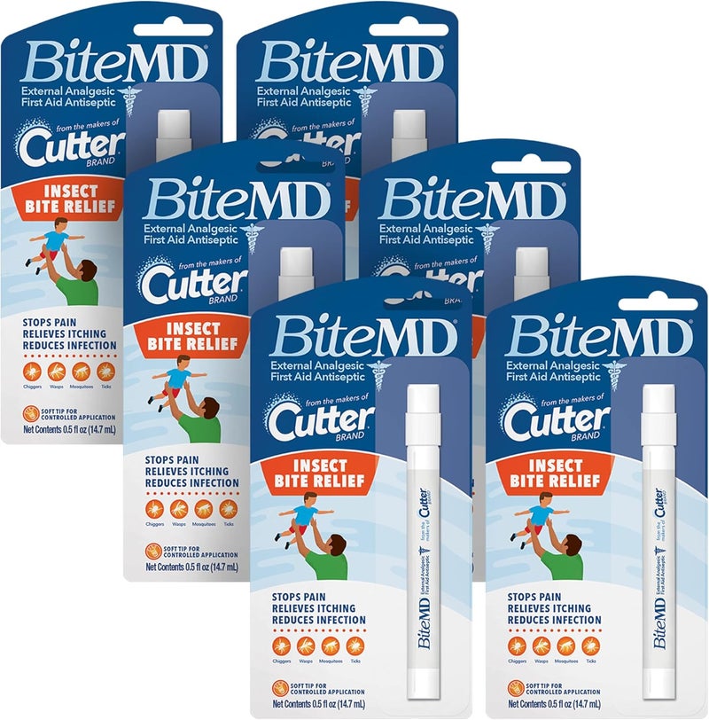 Cutter Bite MD Insect Bite Relief, Stick, 0.5 Fl Ounce, 6-Pack, Plain