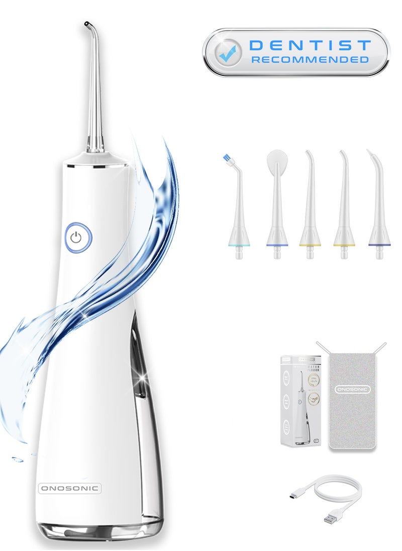 ONOSONIC - ONOSONIC DF-1 Cordless Rechargeable USB Portable Water Flosser Oral Irrigator for Teeth, Gums, Braces 5 Flossing Tips  Select  Pressure Modes   Travel Bag  Dentist Recommended - Image 1