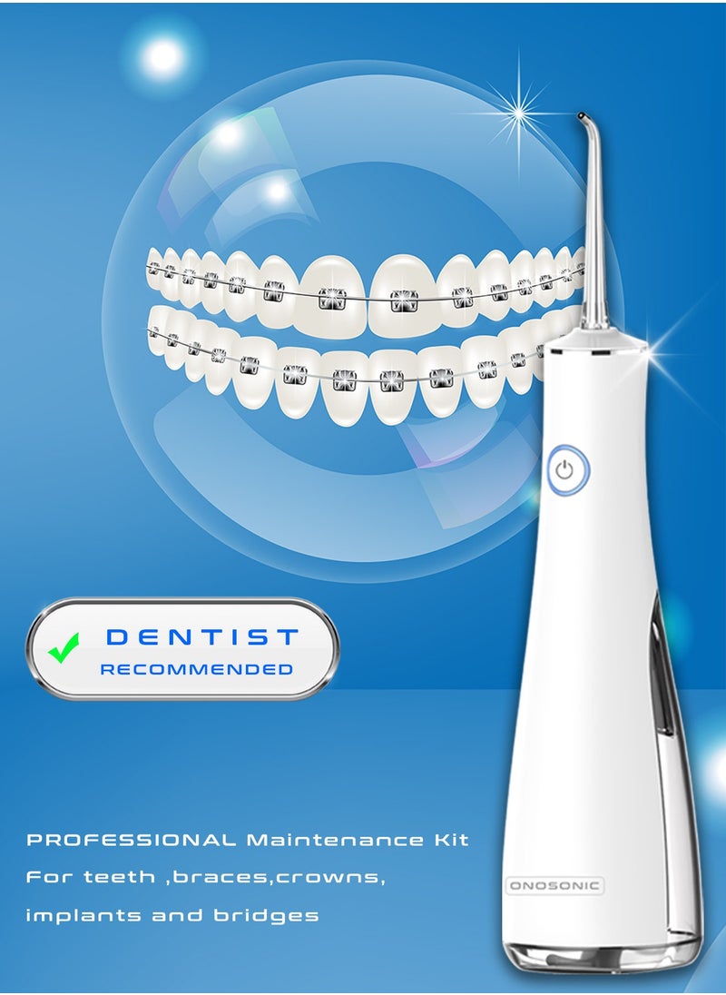 ONOSONIC - ONOSONIC DF-1 Cordless Rechargeable USB Portable Water Flosser Oral Irrigator for Teeth, Gums, Braces 5 Flossing Tips  Select  Pressure Modes   Travel Bag  Dentist Recommended - Image 1