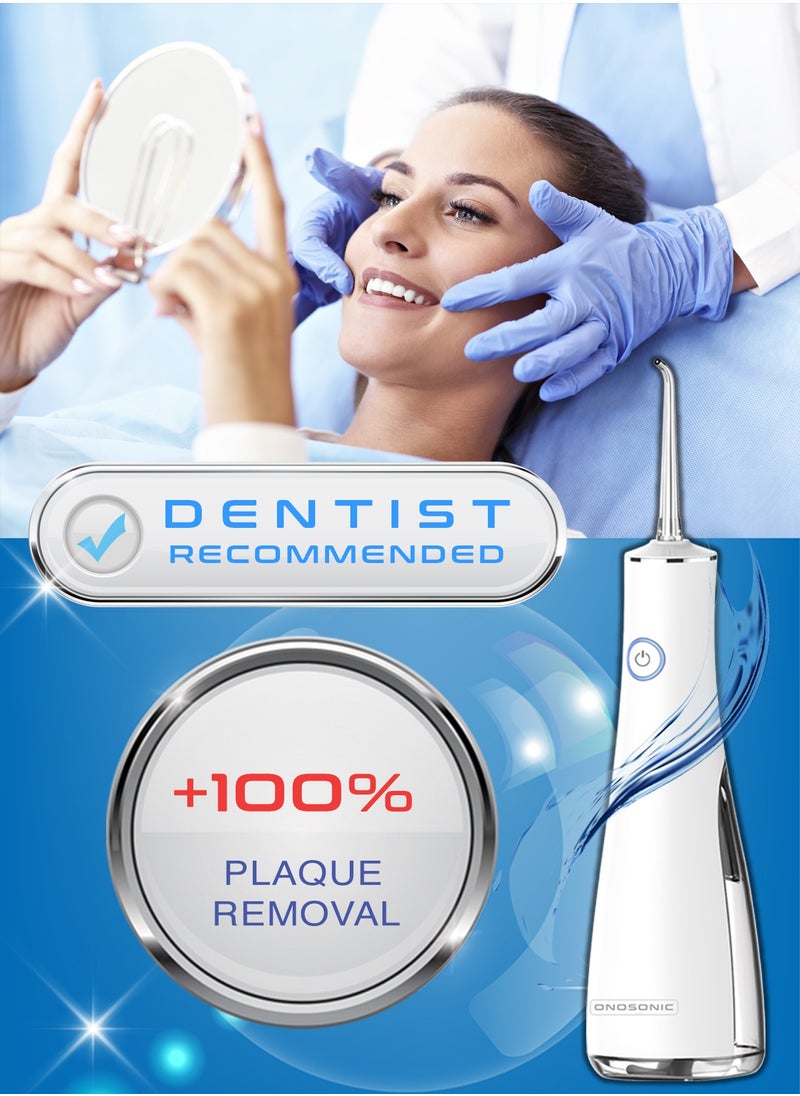 ONOSONIC - ONOSONIC DF-1 Cordless Rechargeable USB Portable Water Flosser Oral Irrigator for Teeth, Gums, Braces 5 Flossing Tips  Select  Pressure Modes   Travel Bag  Dentist Recommended - Image 1