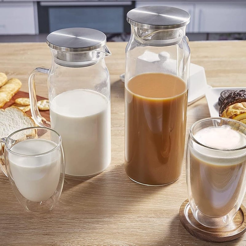 إكسفور كوب زجاجي سعة 40 أونصة، مناسب للاستخدام في الثلاجة، مزود بغطاء وفوهة، يمكن استخدامه للمشروبات الساخنة والباردة - Image 2