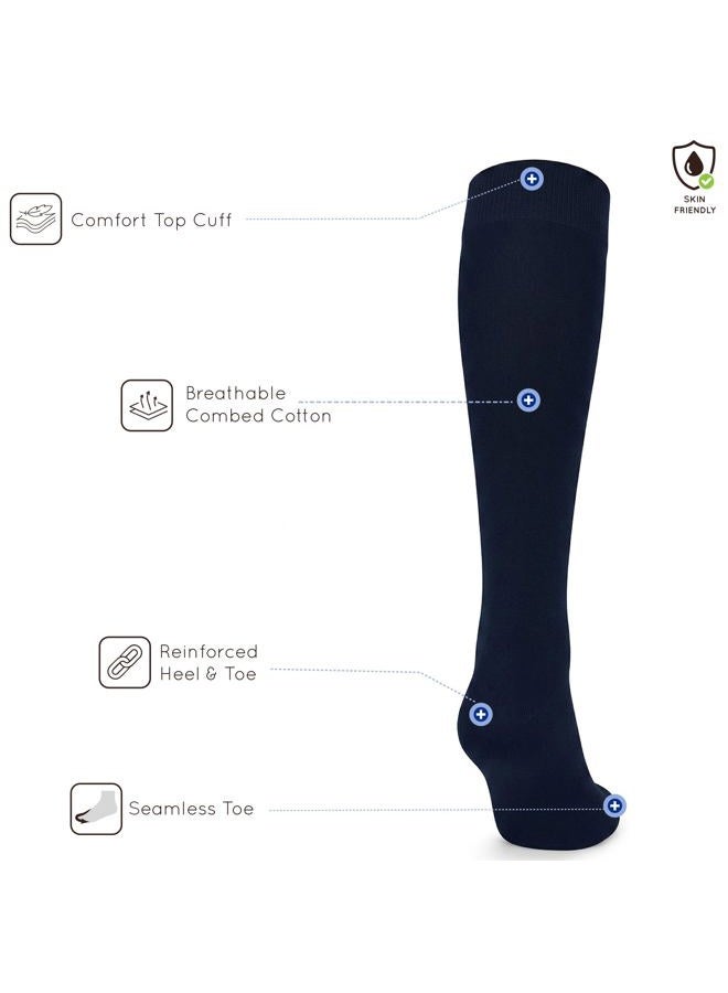 Mysocks Unisex Knee High Long Socks Plain Navy - Image 3