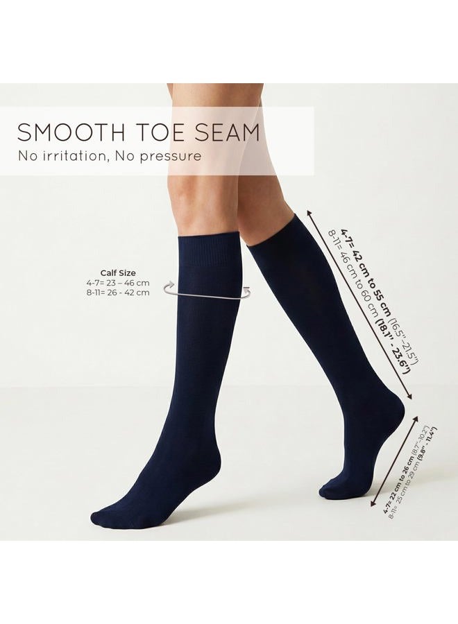 Mysocks Unisex Knee High Long Socks Plain Navy - Image 2
