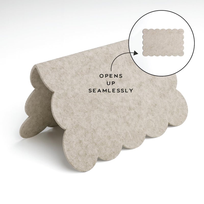 Orelle Scalloped Felt Bulletin Board | 23 x 15â€ | Foldable Peel and Stick Felt Board for Wall | Alternative Cork Board for Office, Message Board, Kids Art Display | Beige - Image 4