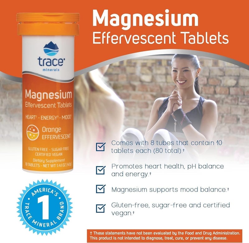 Trace Minerals Magnesium Effervescent  Bone  Circulatory Health Support Supplement  Magnesium Supplement to Aid Cardiovascular Health  Positive Outlook  Orange 8 Containers 80 Servings - Image 3