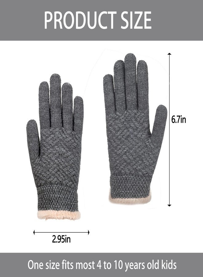 FENELY Kids Winter Gloves Toddler Knit Cotton Boys Girls Youth Warm Full Fingers Thermal Pink Gray Guantes Para NiñOs Gift For Children - Image 4
