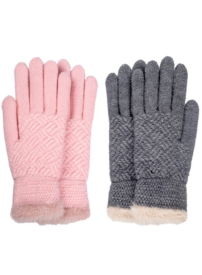 FENELY Kids Winter Gloves Toddler Knit Cotton Boys Girls Youth Warm Full Fingers Thermal Pink Gray Guantes Para NiñOs Gift For Children - Image 1