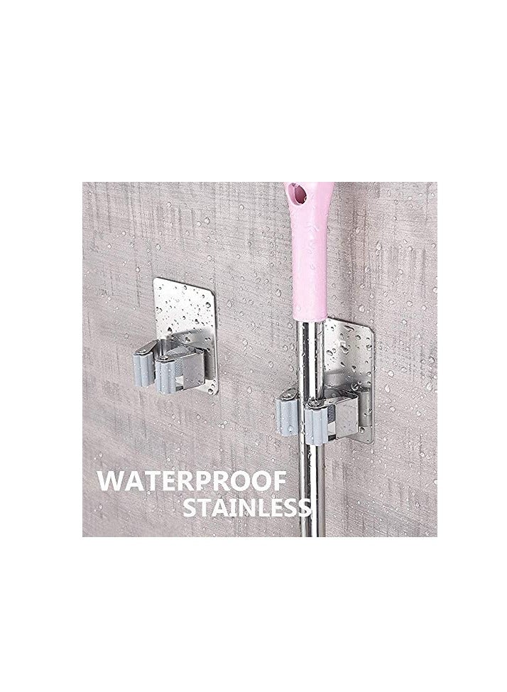 Raxoom 4 PCS Broom Holder Mop Holder Broom & Mop Grippers Self Adhesive No Drilling Super Anti-Slip Broom and Dustpan Hanger Wall Mount Mops Rakes Holder for Home Kitchen Garden Garage Storage - Image 1