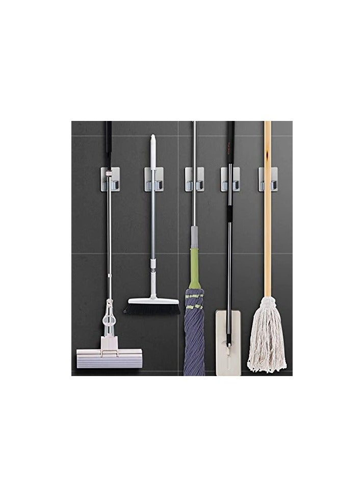 Raxoom 4 PCS Broom Holder Mop Holder Broom & Mop Grippers Self Adhesive No Drilling Super Anti-Slip Broom and Dustpan Hanger Wall Mount Mops Rakes Holder for Home Kitchen Garden Garage Storage - Image 4