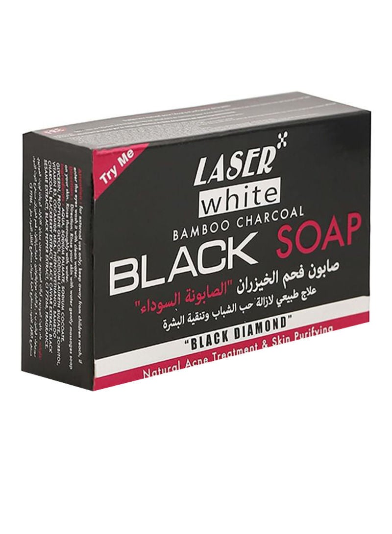 laser white صابون الوجه الأسود للتنظيف العميق 100 جرام