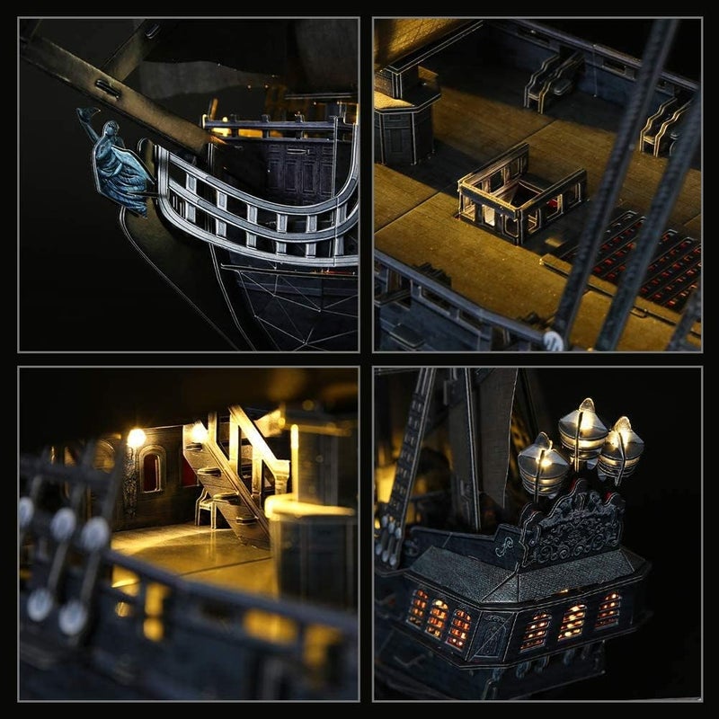 CubicFun 3D Puzzles for Adults Home Decor Pirate Ship Gifts for Men Women Model Kits Brain Teaser Puzzles for Adults Teacher Gifts,Queen Anne's Revenge 340 Pcs Valentine's Day Gift Easter Gifts - Image 5