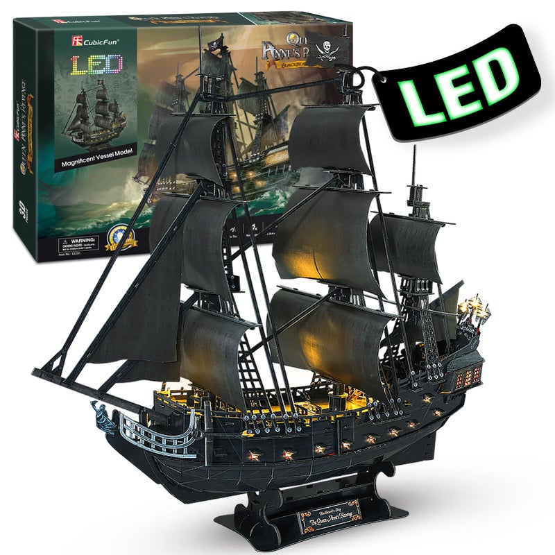 CubicFun 3D Puzzles for Adults Home Decor Pirate Ship Gifts for Men Women Model Kits Brain Teaser Puzzles for Adults Teacher Gifts,Queen Anne's Revenge 340 Pcs Valentine's Day Gift Easter Gifts - Image 1