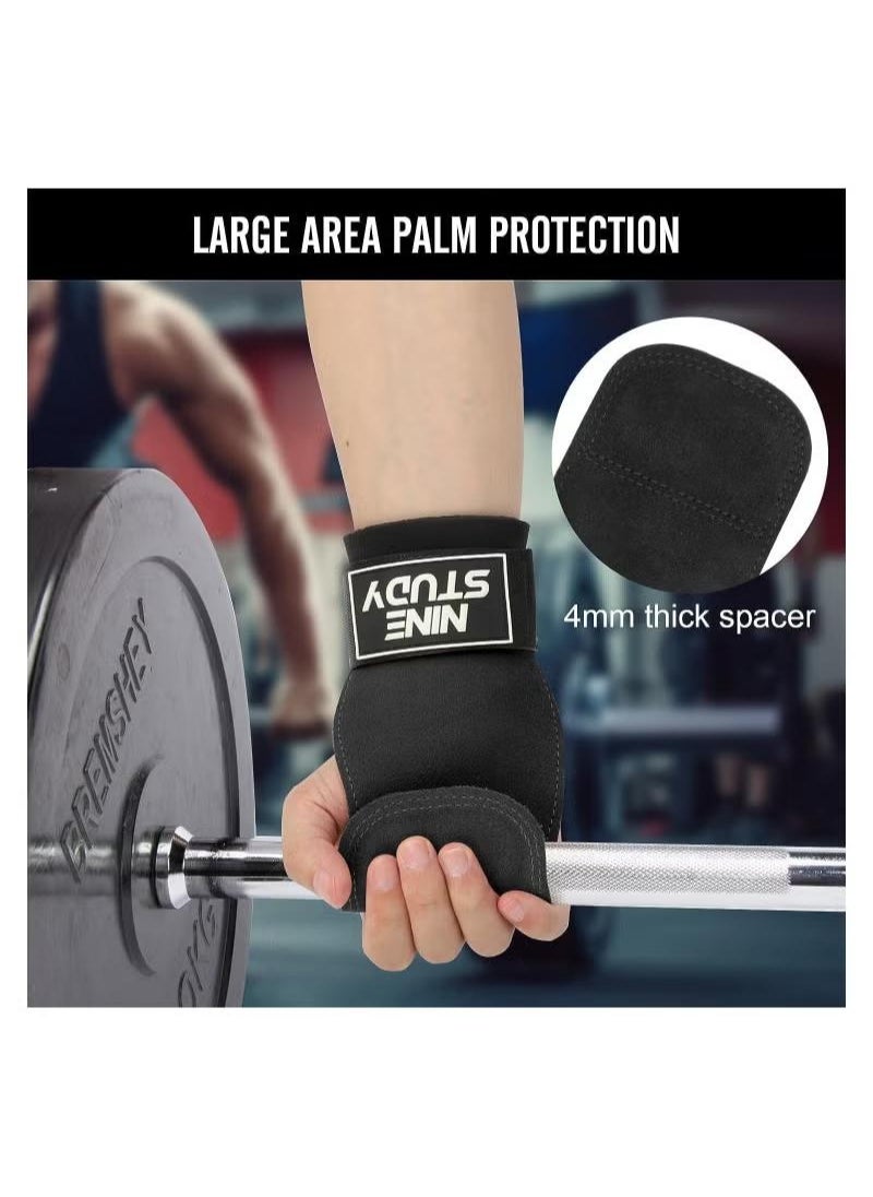 XiuWoo Lifting Straps for Weightlifting Wrist Support Strap Anti Slip Weight Lifting Straps with Double Layer Leather 4mm Finger Spacer Neoprene Padded Deadlift Gym Strength Training Accessories  - Image 2