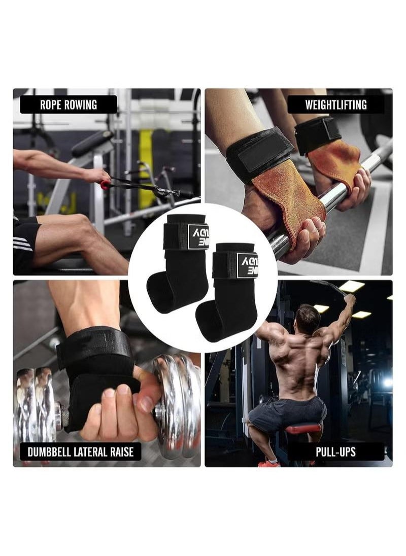 XiuWoo Lifting Straps for Weightlifting Wrist Support Strap Anti Slip Weight Lifting Straps with Double Layer Leather 4mm Finger Spacer Neoprene Padded Deadlift Gym Strength Training Accessories  - Image 3