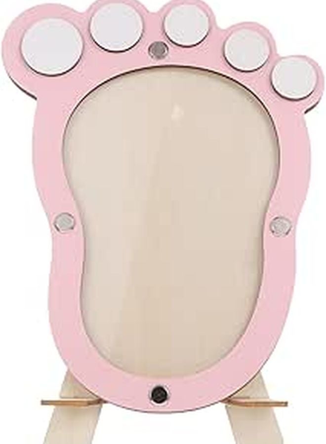 Personalized Baby Footprint Photo Frame Pink Nursery Keepsake First Year Milestones Gift - Image 1