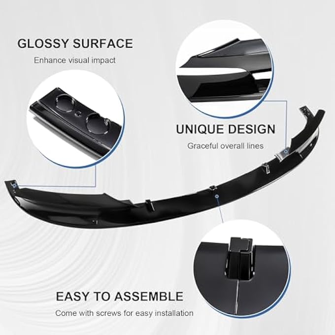 Fancemot Gloss Black Front Bumper Lip Compatible with BMW F30 F31 3 Series M Sport 2012-2018, Splitter Spoiler Diffuser Protector Wing Body Kit Compatible with BMW 320i 328i 330i 335i 340i - Image 5