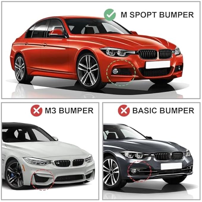 Fancemot Gloss Black Front Bumper Lip Compatible with BMW F30 F31 3 Series M Sport 2012-2018, Splitter Spoiler Diffuser Protector Wing Body Kit Compatible with BMW 320i 328i 330i 335i 340i - Image 3