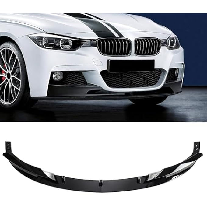 Fancemot Gloss Black Front Bumper Lip Compatible with BMW F30 F31 3 Series M Sport 2012-2018, Splitter Spoiler Diffuser Protector Wing Body Kit Compatible with BMW 320i 328i 330i 335i 340i - Image 1