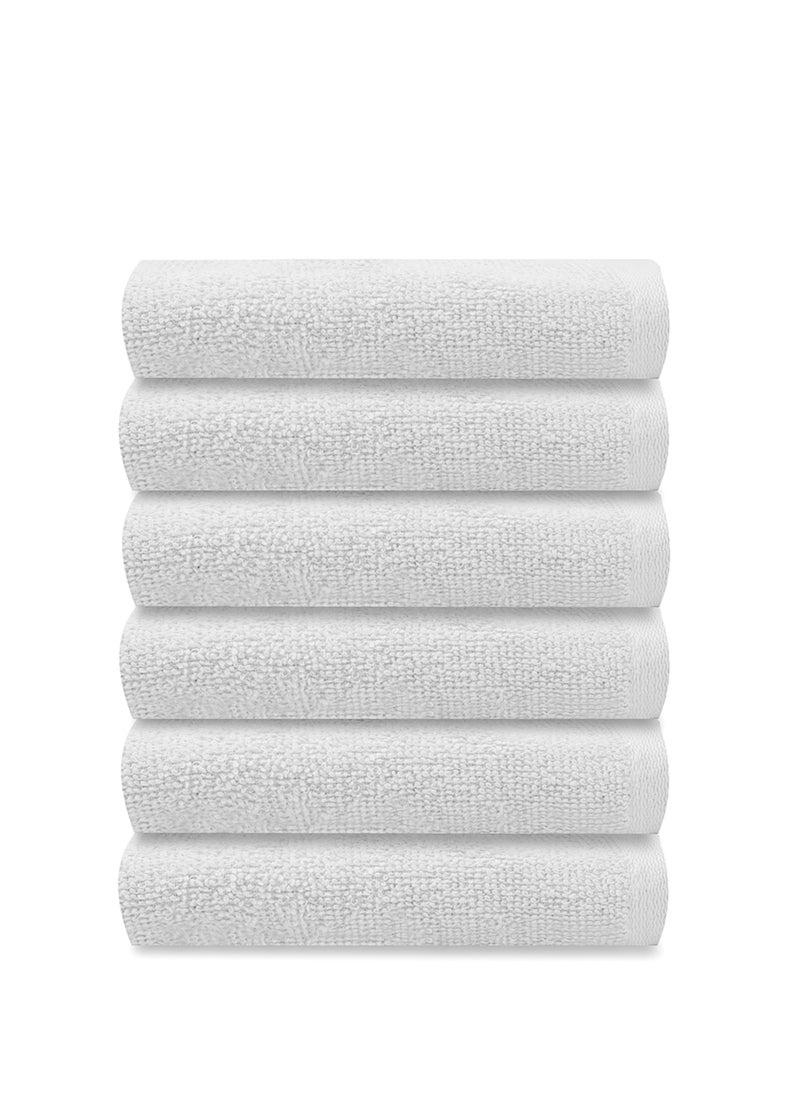 REZLAN UAE REZLAN Premium 6-Piece Washcloth Set - 100% Cotton (30×30 cm/12×12 in) - Exfoliating & Absorbent - WHITE  - Image 1