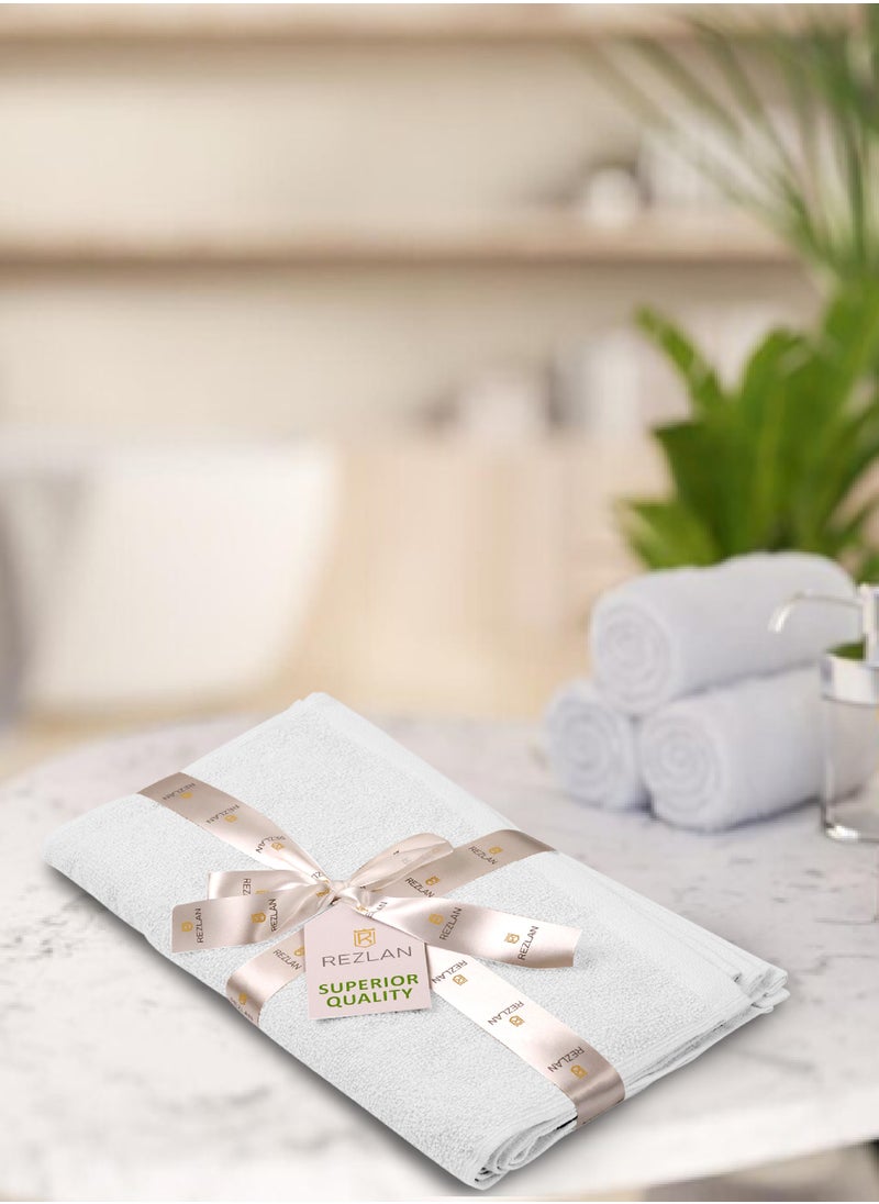 REZLAN UAE REZLAN Premium 6-Piece Washcloth Set - 100% Cotton (30×30 cm/12×12 in) - Exfoliating & Absorbent - WHITE  - Image 2