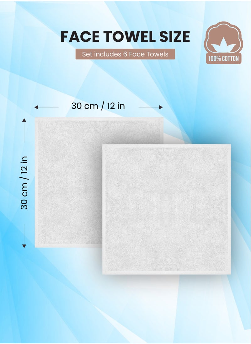 REZLAN UAE REZLAN Premium 6-Piece Washcloth Set - 100% Cotton (30×30 cm/12×12 in) - Exfoliating & Absorbent - WHITE  - Image 3