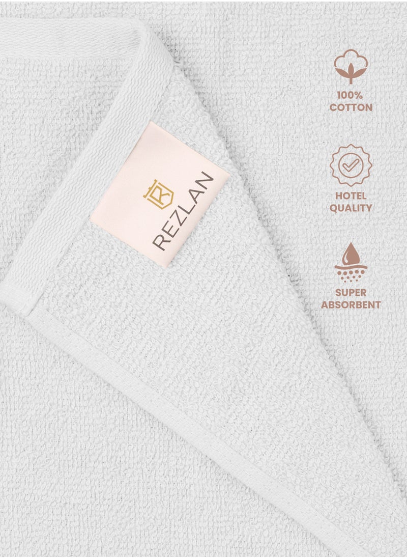 REZLAN UAE REZLAN Premium 6-Piece Washcloth Set - 100% Cotton (30×30 cm/12×12 in) - Exfoliating & Absorbent - WHITE  - Image 4