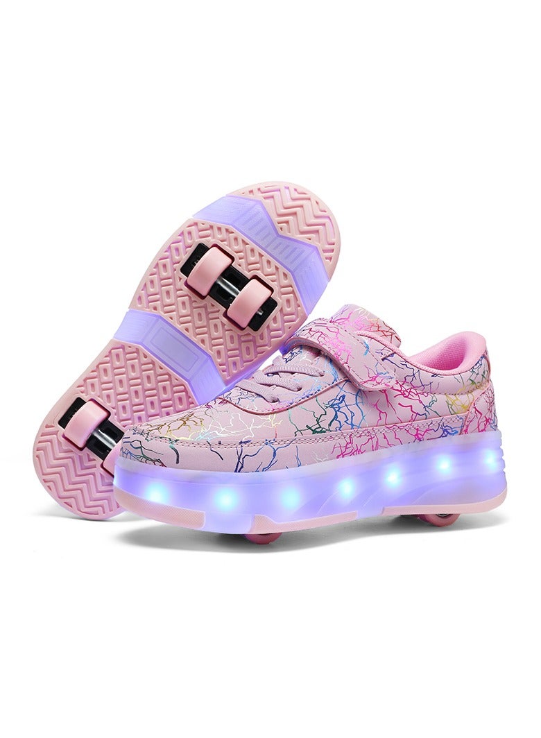 Loquat LED Flash Light Sneaker Skate Shoes with Wheels USB Charging Roller Skates Shoes - Image 1