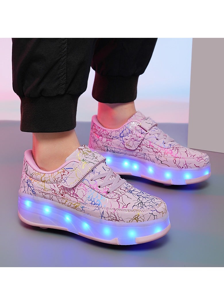 Loquat LED Flash Light Sneaker Skate Shoes with Wheels USB Charging Roller Skates Shoes - Image 4