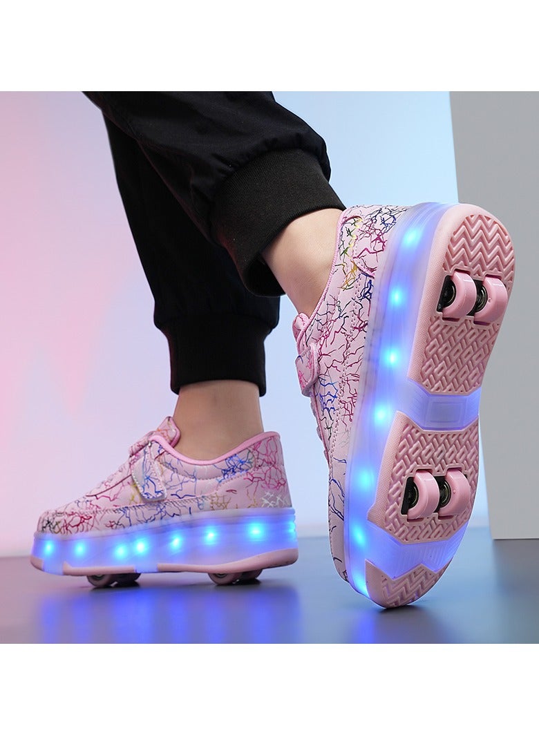Loquat LED Flash Light Sneaker Skate Shoes with Wheels USB Charging Roller Skates Shoes - Image 5